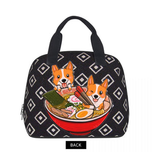Back image of Corgi lunch bag in the cutest lunch time Corgis design