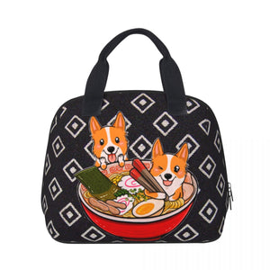 Image of Corgi lunch bag in the cutest lunch time Corgis design