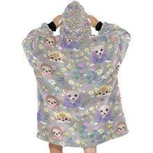 Load image into Gallery viewer, Magic Flower Garden Chihuahuas Blanket Hoodie for Women-Apparel-Apparel, Blankets-12