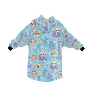 Magic Flower Garden Chihuahuas Blanket Hoodie for Women-Apparel-Apparel, Blankets-2