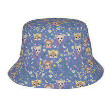 Load image into Gallery viewer, Magic Flower Garden Chihuahuas Bucket Hat-Hats &amp; Caps-Slate Blue-One Size-4