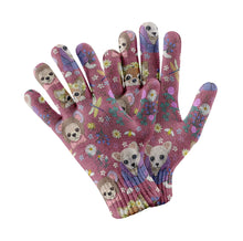 Load image into Gallery viewer, Magic Flower Garden Chihuahuas Touch Screen Gloves-Accessories-Accessories, Chihuahua, Dog Dad Gifts, Dog Mom Gifts, Gloves-Rose gold-3