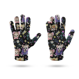 Magic Flower Garden Chihuahuas Touch Screen Gloves-Accessories-Accessories, Chihuahua, Dog Dad Gifts, Dog Mom Gifts, Gloves-13