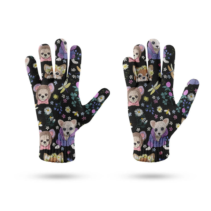 Magic Flower Garden Chihuahuas Touch Screen Gloves-Accessories-Accessories, Chihuahua, Dog Dad Gifts, Dog Mom Gifts, Gloves-13