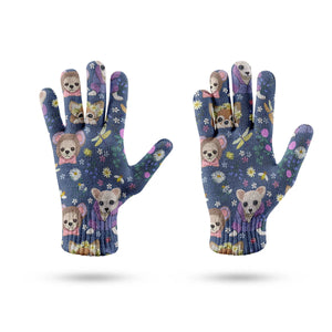 Magic Flower Garden Chihuahuas Touch Screen Gloves-Accessories-Accessories, Chihuahua, Dog Dad Gifts, Dog Mom Gifts, Gloves-9