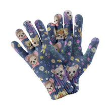 Load image into Gallery viewer, Magic Flower Garden Chihuahuas Touch Screen Gloves-Accessories-Accessories, Chihuahua, Dog Dad Gifts, Dog Mom Gifts, Gloves-Navy-1