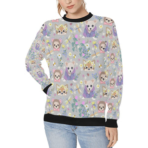 Magic Flower Garden Chihuahuas Women's Sweatshirt-Apparel-Apparel, Chihuahua, Sweatshirt-Silver-XS-13