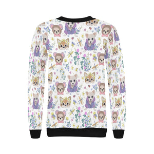 Magic Flower Garden Chihuahuas Women's Sweatshirt-Apparel-Apparel, Chihuahua, Sweatshirt-4