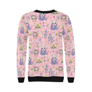 Magic Flower Garden Chihuahuas Women's Sweatshirt-Apparel-Apparel, Chihuahua, Sweatshirt-6