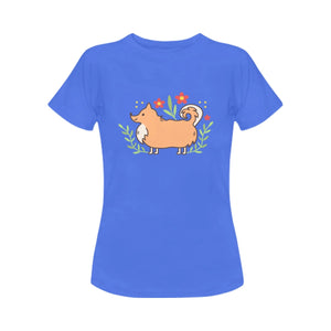 Magic Flower Garden Corgi Women's T-Shirt-Apparel-Apparel, Corgi, Dogs, Shirt, T Shirt-4
