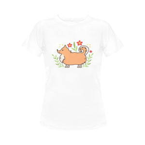 Magic Flower Garden Corgi Women's T-Shirt-Apparel-Apparel, Corgi, Dogs, Shirt, T Shirt-5