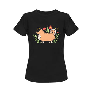 Magic Flower Garden Corgi Women's T-Shirt-Apparel-Apparel, Corgi, Dogs, Shirt, T Shirt-6