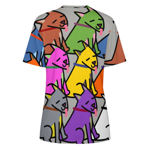 Magical Bull Terrier Love All Over Print Women's Cotton T-Shirt - 4 Colors-Apparel-Apparel, Bull Terrier, Shirt, T Shirt-8