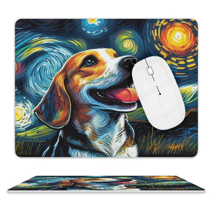 Magical Milky Way Beagle Leather Mouse Pad-Accessories-Beagle, Dog Dad Gifts, Dog Mom Gifts, Home Decor, Mouse Pad-ONE SIZE-White-2