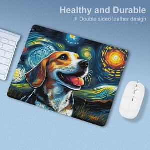 Magical Milky Way Beagle Leather Mouse Pad-Accessories-Beagle, Dog Dad Gifts, Dog Mom Gifts, Home Decor, Mouse Pad-ONE SIZE-White-5