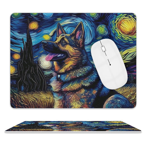 Magical Milky Way German Shepherd Leather Mouse Pad-Accessories-Dog Dad Gifts, Dog Mom Gifts, German Shepherd, Home Decor, Mouse Pad-ONE SIZE-White-3