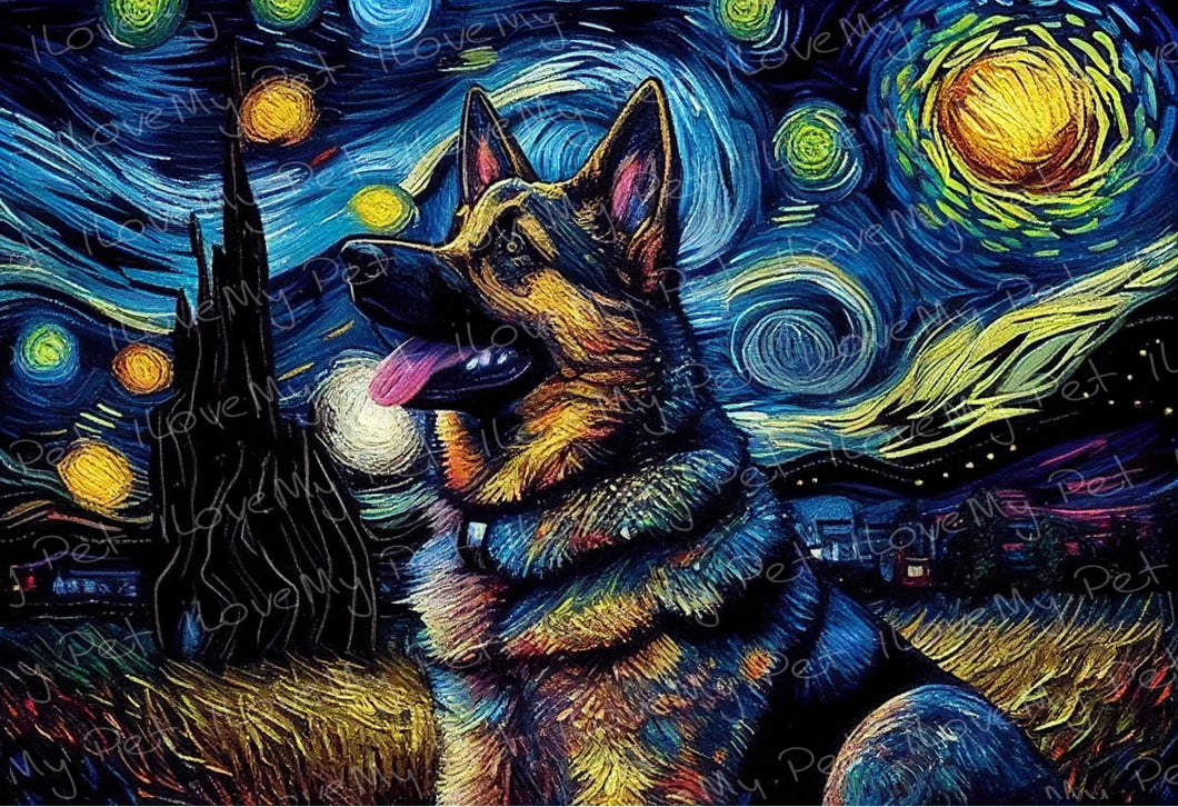 Magical Milky Way German Shepherd Wall Art Poster-Art-Dog Art, German Shepherd, Home Decor, Poster-1