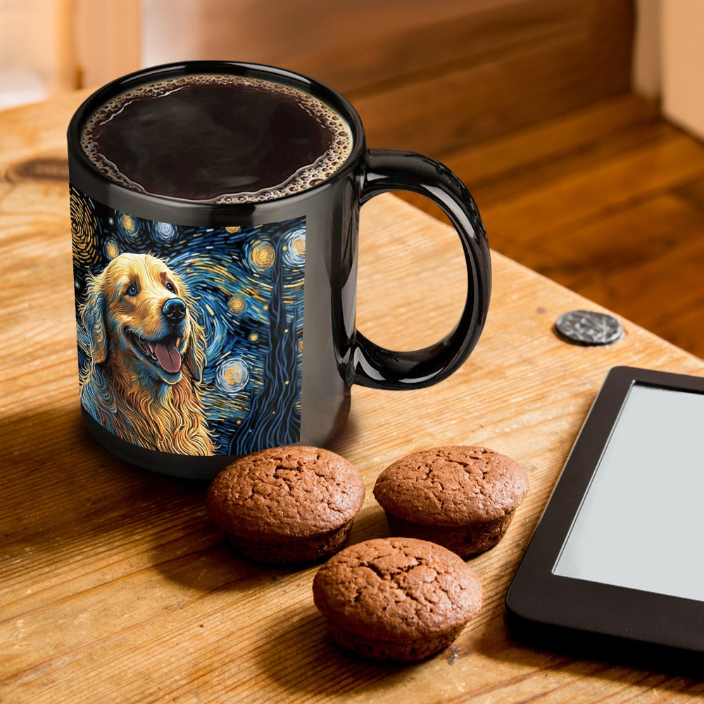 Magical Milky Way Golden Retriever Coffee Mug-Mug-Golden Retriever, Home Decor, Mugs-ONE SIZE-Black-1