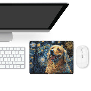 Magical Milky Way Golden Retriever Leather Mouse Pad-Accessories-Dog Dad Gifts, Dog Mom Gifts, Golden Retriever, Home Decor, Mouse Pad-ONE SIZE-White-3