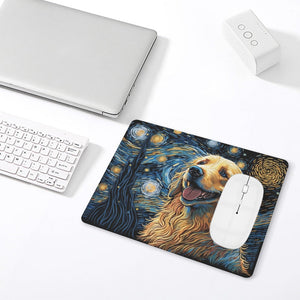 Magical Milky Way Golden Retriever Leather Mouse Pad-Accessories-Dog Dad Gifts, Dog Mom Gifts, Golden Retriever, Home Decor, Mouse Pad-ONE SIZE-White-4