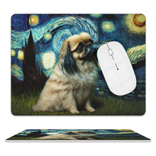 Load image into Gallery viewer, Magical Milky Way Pekingese Leather Mouse Pad-Accessories-Dog Dad Gifts, Dog Mom Gifts, Home Decor, Mouse Pad, Pekingese-ONE SIZE-White-3