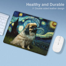 Load image into Gallery viewer, Magical Milky Way Pekingese Leather Mouse Pad-Accessories-Dog Dad Gifts, Dog Mom Gifts, Home Decor, Mouse Pad, Pekingese-ONE SIZE-White-4