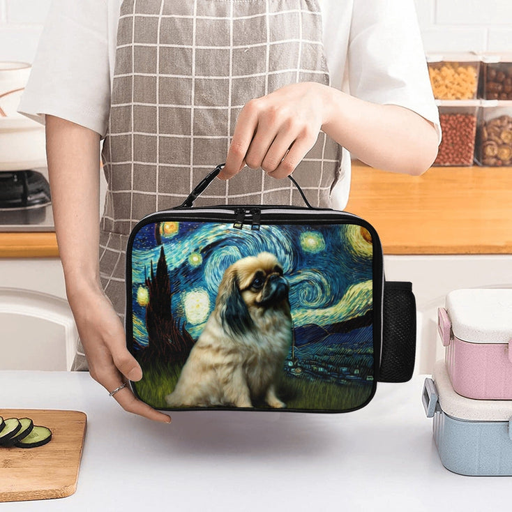 Magical Milky Way Pekingese Lunch Bag-Accessories-Bags, Dog Dad Gifts, Dog Mom Gifts, Lunch Bags, Pekingese-Black-ONE SIZE-2