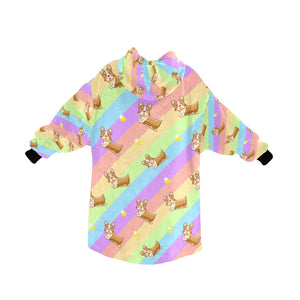 Magical Rainbow Corgis Blanket Hoodie for Women-Apparel-Apparel, Blankets-White-ONE SIZE-2