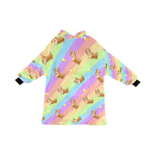 Load image into Gallery viewer, Magical Rainbow Corgis Blanket Hoodie for Women-Apparel-Apparel, Blankets-White-ONE SIZE-1