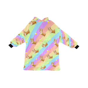 Magical Rainbow Corgis Blanket Hoodie for Women-Apparel-Apparel, Blankets-White-ONE SIZE-1