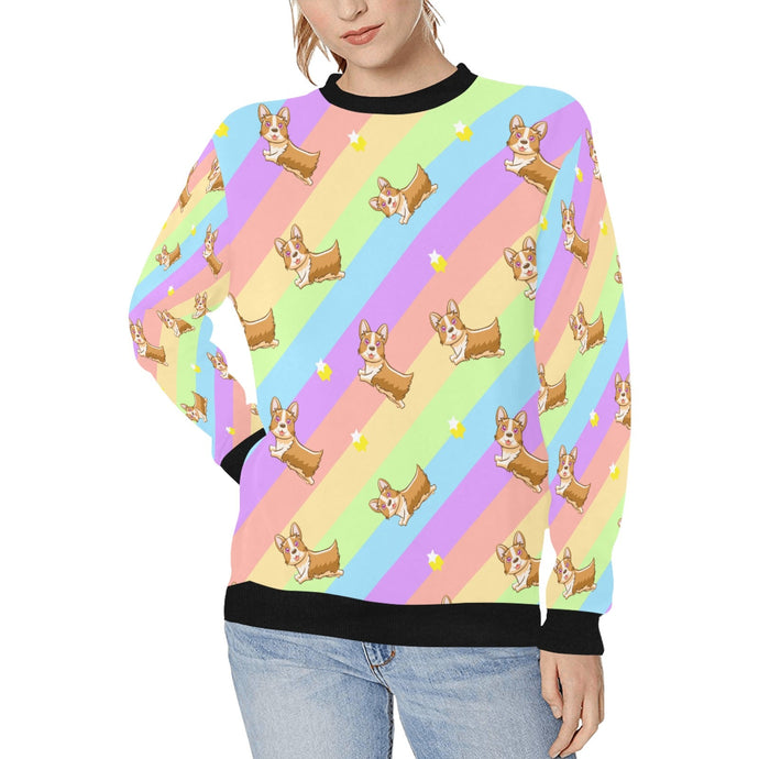 Magical Rainbow Corgis Love Women's Sweatshirt-Apparel-Apparel, Corgi, Sweatshirt-White-XS-1
