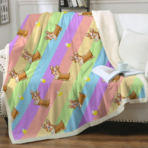 Magical Rainbow Corgis Soft Warm Fleece Blanket-Blanket-Blankets, Home Decor, Shiba Inu-2