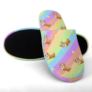 Magical Rainbow Corgis Women's Cotton Mop Slippers-Footwear-Accessories, Corgi, Dog Mom Gifts, Slippers-3