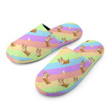 Load image into Gallery viewer, Magical Rainbow Corgis Women&#39;s Cotton Mop Slippers-Footwear-Accessories, Corgi, Dog Mom Gifts, Slippers-4