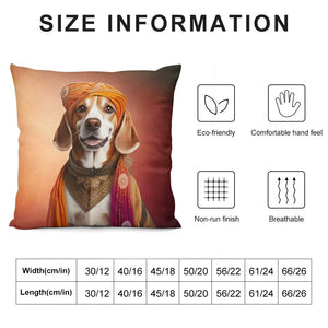 Magnificent Maharaja Beagle Plush Pillow Case-Cushion Cover-Beagle, Dog Dad Gifts, Dog Mom Gifts, Home Decor, Pillows-12 "×12 "-White-1