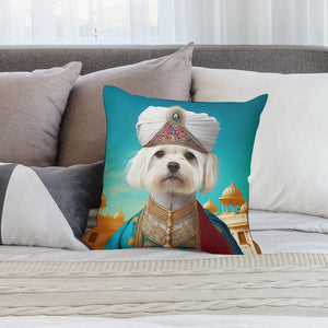 Magnificent Maharaja Maltese Plush Pillow Case-Cushion Cover-Dog Dad Gifts, Dog Mom Gifts, Home Decor, Maltese, Pillows-2