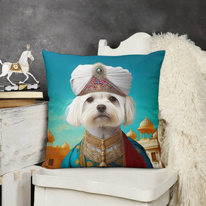 Magnificent Maharaja Maltese Plush Pillow Case-Cushion Cover-Dog Dad Gifts, Dog Mom Gifts, Home Decor, Maltese, Pillows-3