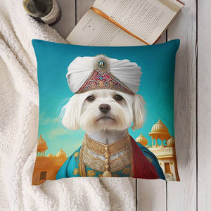 Magnificent Maharaja Maltese Plush Pillow Case-Cushion Cover-Dog Dad Gifts, Dog Mom Gifts, Home Decor, Maltese, Pillows-4