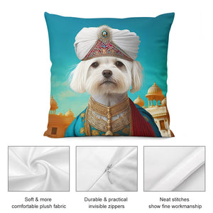 Magnificent Maharaja Maltese Plush Pillow Case-Cushion Cover-Dog Dad Gifts, Dog Mom Gifts, Home Decor, Maltese, Pillows-5