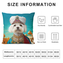 Load image into Gallery viewer, Magnificent Maharaja Maltese Plush Pillow Case-Cushion Cover-Dog Dad Gifts, Dog Mom Gifts, Home Decor, Maltese, Pillows-6