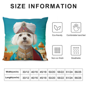 Magnificent Maharaja Maltese Plush Pillow Case-Cushion Cover-Dog Dad Gifts, Dog Mom Gifts, Home Decor, Maltese, Pillows-6