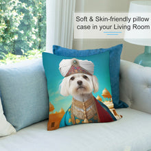 Load image into Gallery viewer, Magnificent Maharaja Maltese Plush Pillow Case-Cushion Cover-Dog Dad Gifts, Dog Mom Gifts, Home Decor, Maltese, Pillows-7