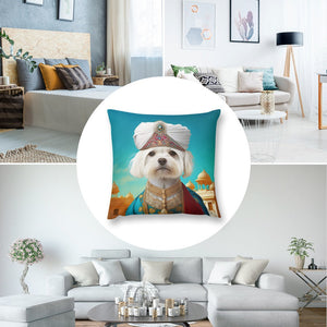 Magnificent Maharaja Maltese Plush Pillow Case-Cushion Cover-Dog Dad Gifts, Dog Mom Gifts, Home Decor, Maltese, Pillows-8