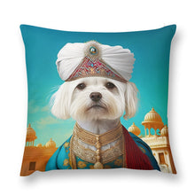 Load image into Gallery viewer, Magnificent Maharaja Maltese Plush Pillow Case-Cushion Cover-Dog Dad Gifts, Dog Mom Gifts, Home Decor, Maltese, Pillows-12 &quot;×12 &quot;-1