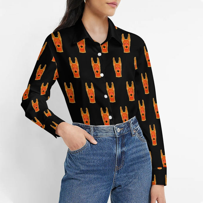 Majestic Doberman Neon Portrait Women's Shirt-9