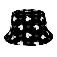 Load image into Gallery viewer, Majestic Dogo Argentino with Hearts Bucket Hat-Hats &amp; Caps-Midnight Black-One Size-7