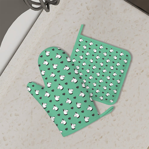 Majestic Dogo Argentino with Hearts Oven Mitts and Pot Holder Set-Kitchen Decor-Accessories,Dog Mom Gifts,Dogo Argentino-1