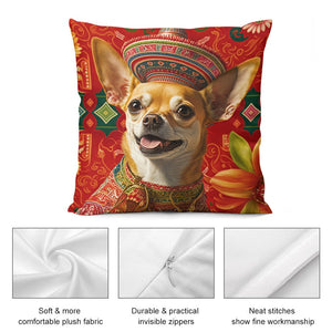 Majestic Portrait Red Chihuahua Plush Pillow Case-Chihuahua, Dog Dad Gifts, Dog Mom Gifts, Home Decor, Pillows-2