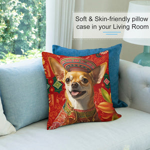Majestic Portrait Red Chihuahua Plush Pillow Case-Chihuahua, Dog Dad Gifts, Dog Mom Gifts, Home Decor, Pillows-5