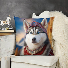 Load image into Gallery viewer, Majestic Regalia Siberian Husky Plush Pillow Case-Cushion Cover-Dog Dad Gifts, Dog Mom Gifts, Home Decor, Pillows, Siberian Husky-3